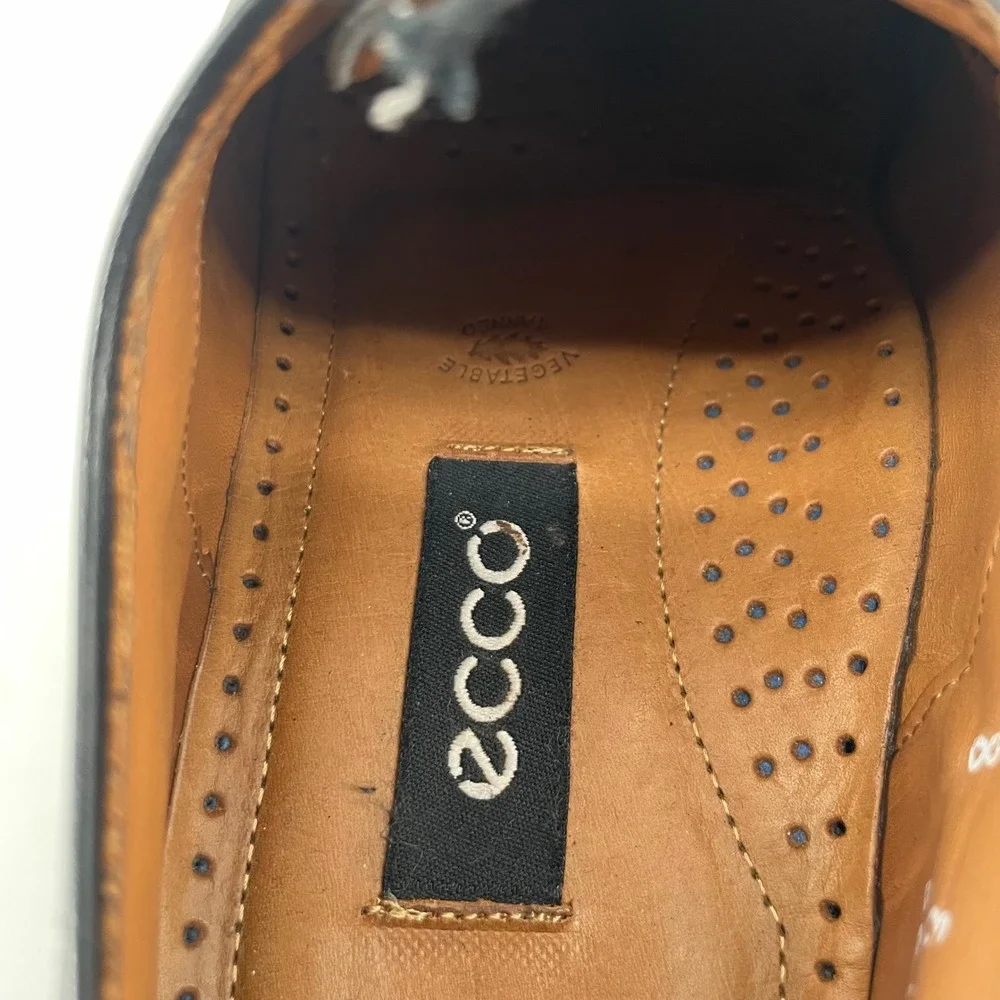 ECCO Cap Toe Oxford Men 8 Black Leather Lace Up Dress Shoes 87298 12